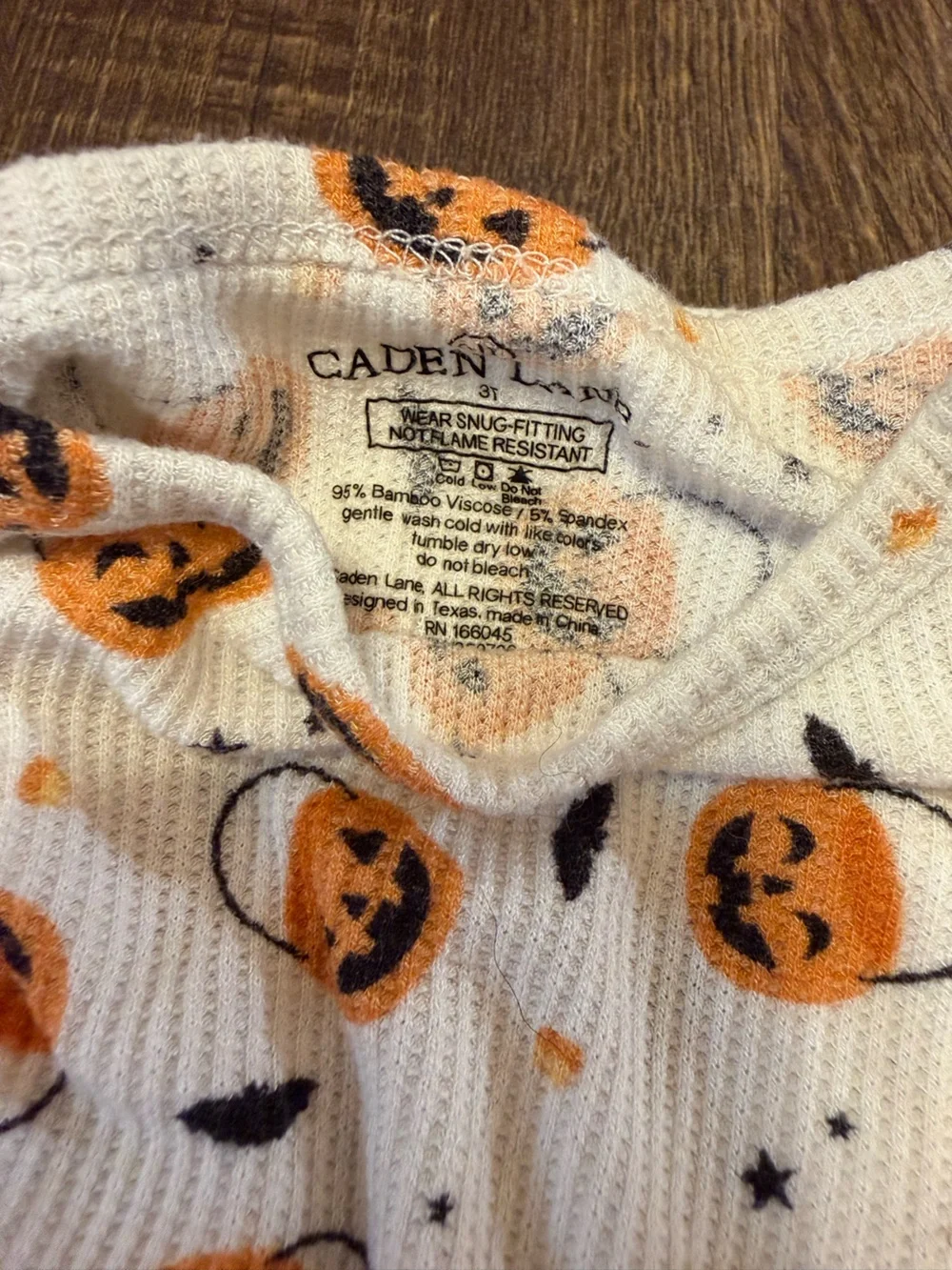 Caden Lane Cream Pajama Top with Orange Pumpkin Print